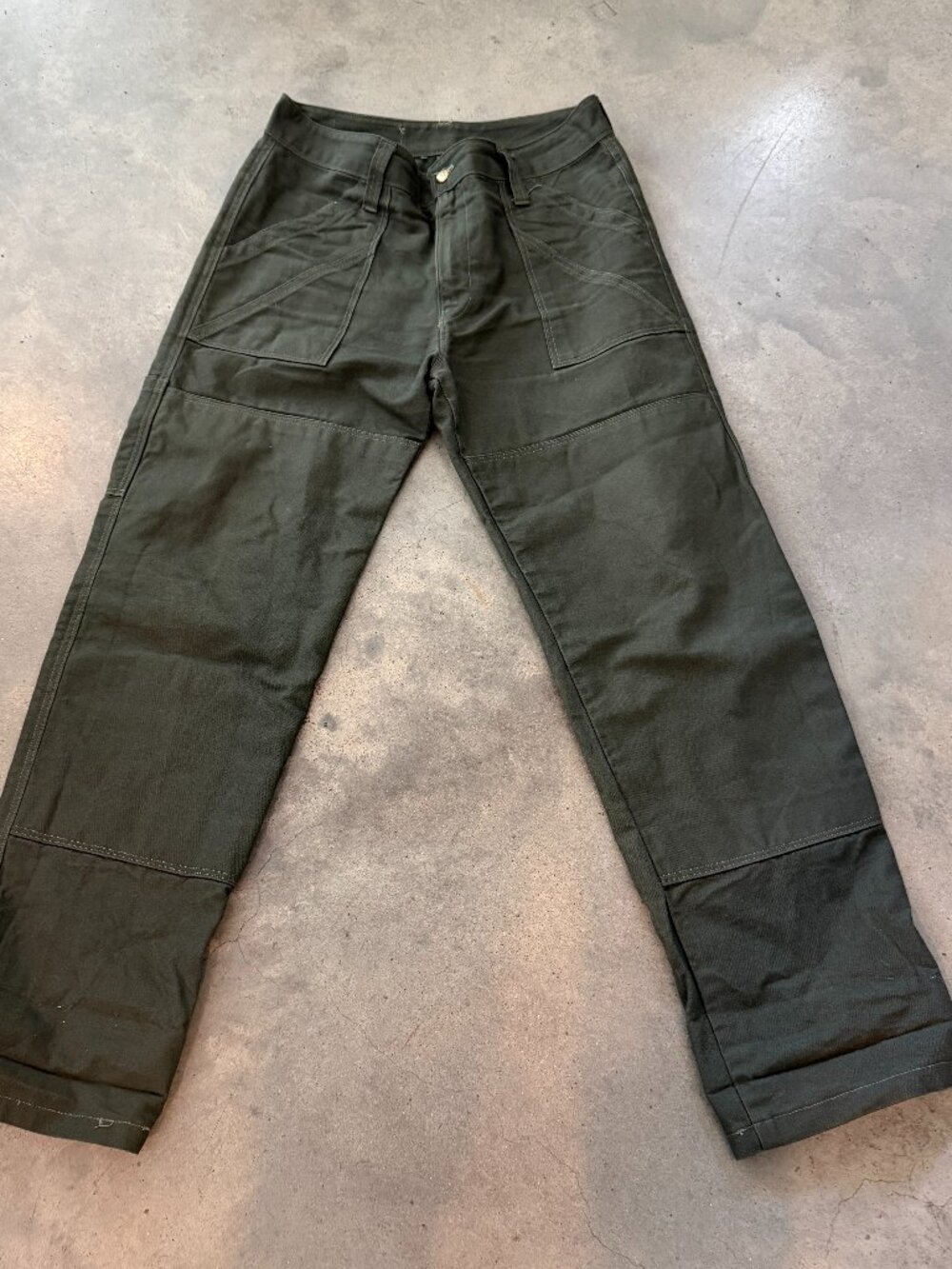 Never Cursed, Double-Knee Cotton Canvas Work Pants, fits 34-36, handmade.